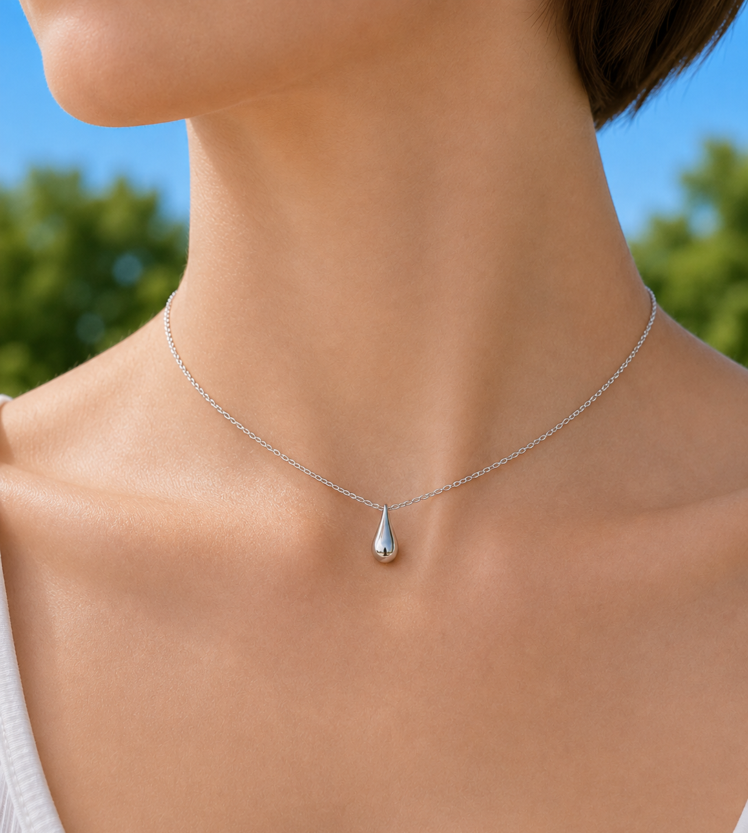 Collier Goutte d'eau couleur Argent