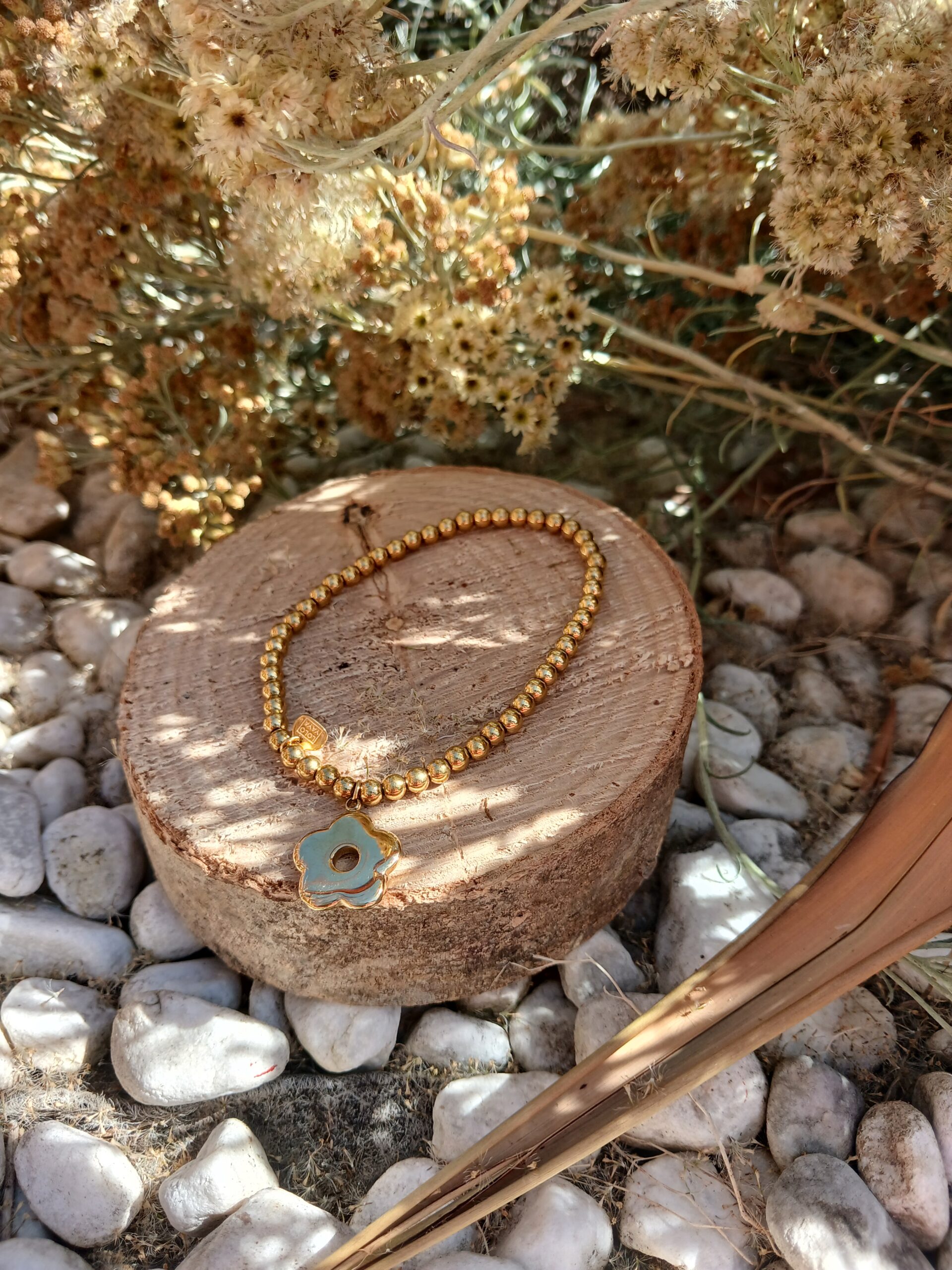 Bracelet Breloque Fleur couleur or