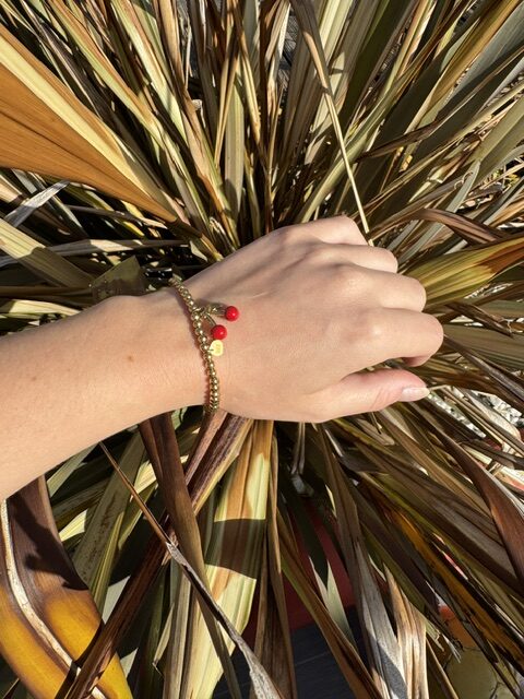 Bracelet Breloque Cerise couleur Or
