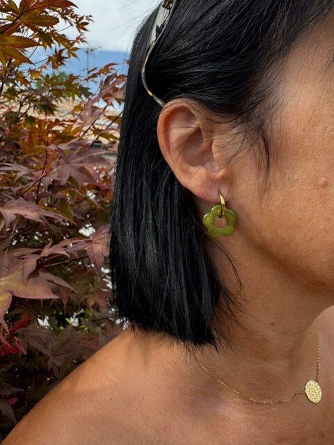 Boucles D'oreilles Fleur AILA couleur verte