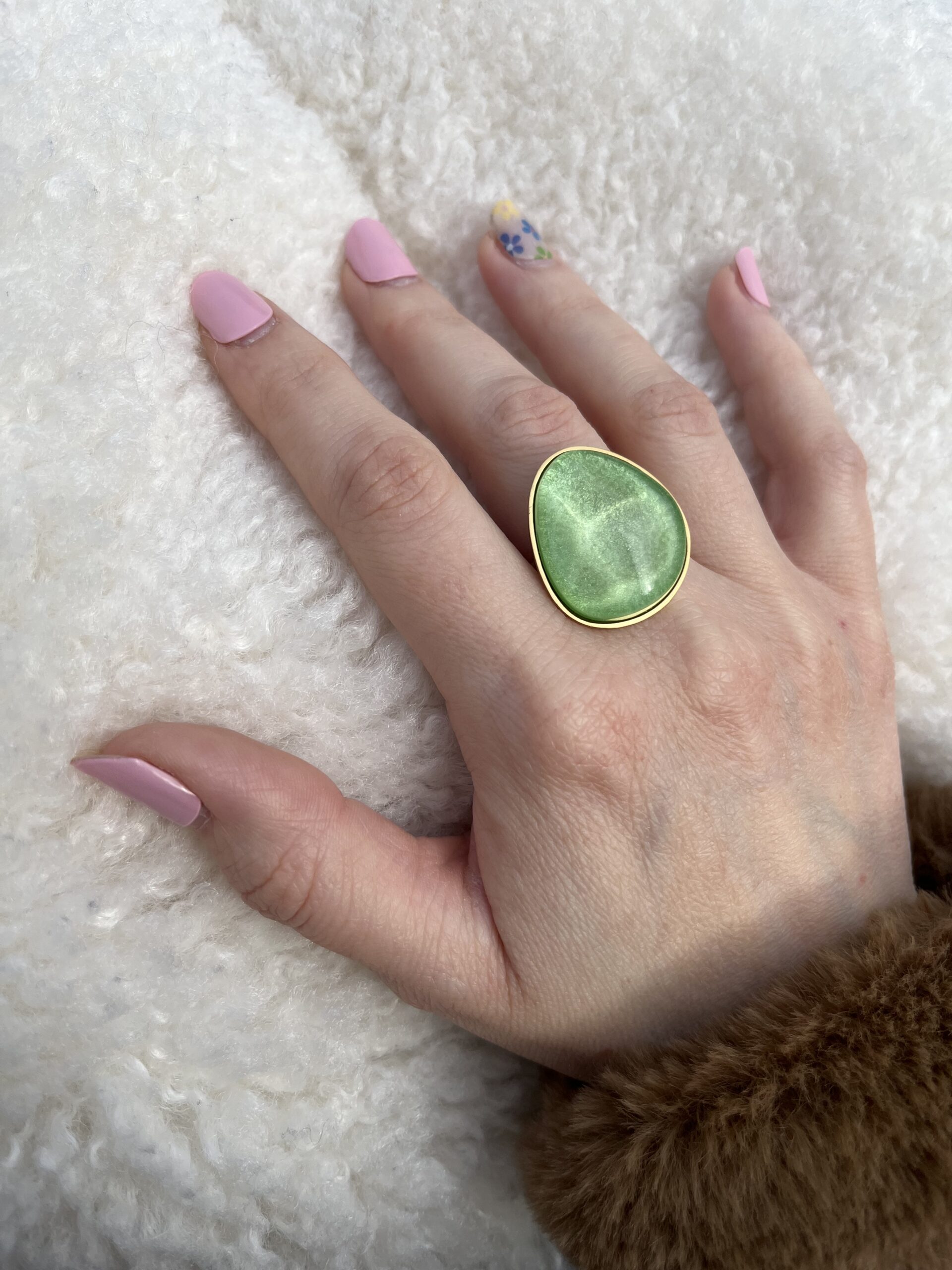 Bague AULDE Pierre Verte Couleur or