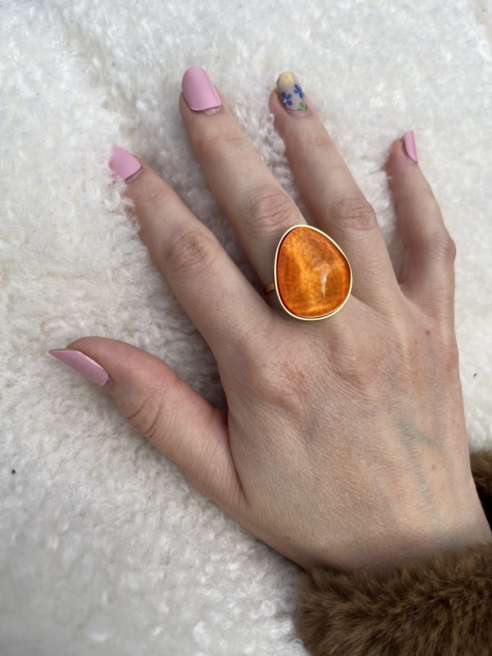 Bague AULDE pierre Orange couleur or