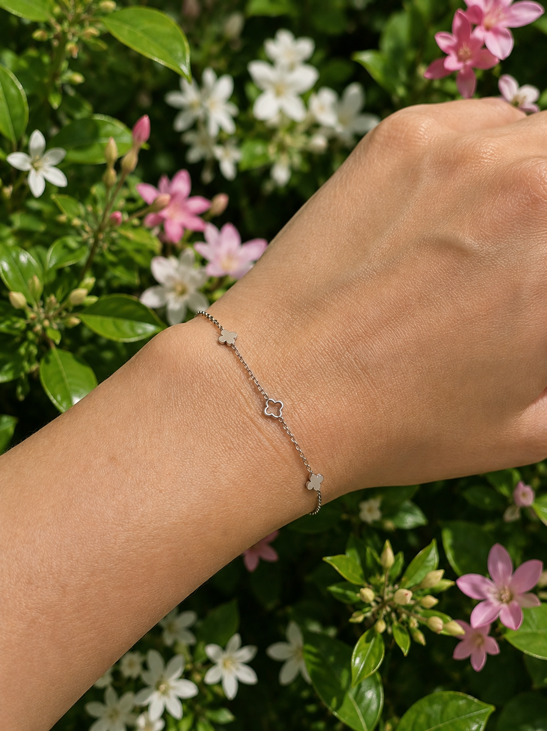 Bracelet 3 Trèfles Couleur Argent